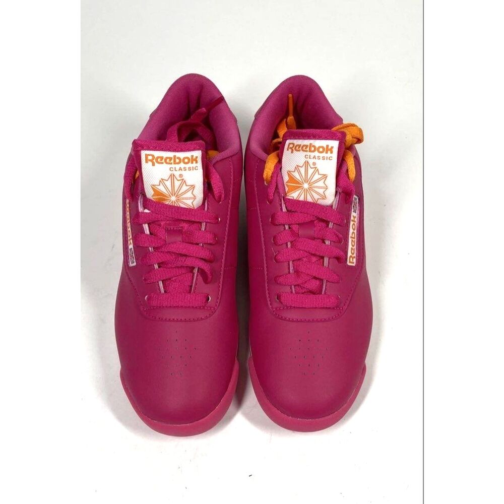 NWOT Reebok Classic Pink Orange Athletic Low Top Sneakers Women's Size 7